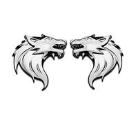 Etiqueta Engomada Cabeza Lobo Coche 3D Pegatinas de Coche de Lobo de Metal 3D Insignia de Motocicleta de Cabeza Lobo para Personalidad Coche Pegatina Cabeza Lobo Plateada 1 Par (izquierda + Derecha)