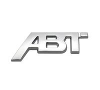 Etiqueta engomada de la Insignia de la Parrilla Delantera del Coche de la Letra del Logotipo de ABT del Metal 3D(Sticker Silver,81mm x32mm)