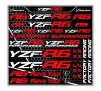 Etiqueta engomada de la motocicleta de vinilo adhesivo para Yama&Ha YZF-R6, se puede utilizar como pegatina para el carenado del tanque de gasolina de la motocicleta (rojo+blanco)