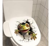 Etiqueta engomada de la pared del PVC de la rana de la historieta que mira para la decoración del cuarto de baño con el material impermeable del PVC conveniente para los azulejos espejos
