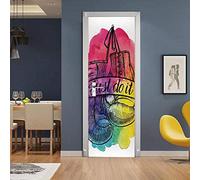 Etiqueta Engomada De La Puerta 3D Guantes De Boxeo De Colores 77 X 200 Cm Póster Autoadhesivo Póster De Puerta 3D Mural De Puerta Paisaje Foto Pegatinas De Puerta Extraíbles Para Puertas Interiores 3