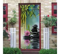 Etiqueta Engomada De La Puerta 3D Planta Flor Piedra 90 X 210 Cm Mural Autoadhesivo Decoración Del Hogar Pegatinas De Pared Dormitorio Sala De Estar Póster Removible Pegatinas De Arte - Ha-1428795256