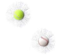Etiqueta engomada de la ventana del coche de cristal de simulación de tenis 3D, pegatinas de cristal roto de béisbol creativo divertido bola broma cosas pegatinas de vidrio agrietado, 2 piezas