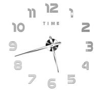 Etiqueta engomada del reloj de pared sin marco, pegatinas de espejo silencioso, reloj de pared adhesivo, reloj de pared grande, etiqueta de la pared, reloj 3D DIY, pegatinas de espejo sin marco(Silver