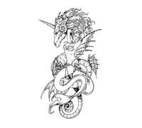 Etiqueta engomada del tatuaje a prueba de agua Dragón Águila Cráneo Rosa Tatuajes falsos Arte corporal Tatuaje del brazo Mujeres Hombre Tótem (210 * 114 mm)(006)