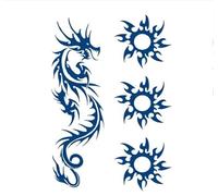 Etiqueta engomada del tatuaje a prueba de agua Hexagrama Totem Tatuajes Sánscrito Dragón Arte corporal Brazo Tatuaje falso Mujeres Hombres (8 * 11 cm)(002)