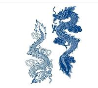 Etiqueta engomada del tatuaje a prueba de agua Hexagrama Totem Tatuajes Sánscrito Dragón Arte corporal Brazo Tatuaje falso Mujeres Hombres (8 * 11 cm)(007)