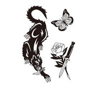 Etiqueta engomada del tatuaje a prueba de agua Tigre cráneo dragón flor cuerpo brazo manga hombre mujer (210 * 148mm)(006)