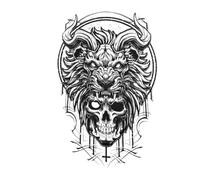 Etiqueta engomada del tatuaje a prueba de agua Tigre cráneo dragón flor cuerpo brazo manga hombre mujer (210 * 148mm)(002)