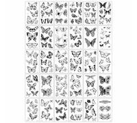 Etiqueta Engomada Del Tatuaje De La Mariposa Oscura Sexy Femenina Simulada Clavícula Brazo Cicatriz Que Cubre La Etiqueta Engomada Del Tatuaje Temporal