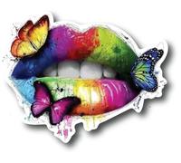 Etiqueta engomada impermeable de los labios del arco iris de la pulgada de la ventana de la pared coexistir diversidad igualdad feminista derechos humanos progreso fuerte ser amable libertad amor poder relación americana arco iris valiente orgullo no binario CS1556-2PK