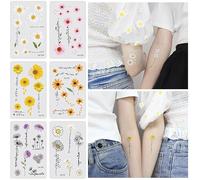 Etiqueta Engomada Impermeable Del Tatuajes Temporales De La Flor Del Girasol De La Margarita Pequeña Blanca Del Girasol