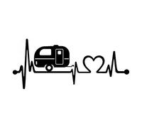Etiqueta engomada pegatina AMOR CAMPISTA vinilo calcado latido del corazón campistas coche NEGRO
