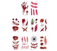Etiqueta engomada temporal de Halloween,Pegatinas de disfraces | Calcomanía facial creativa temporal - Calcomanías de maquillaje de broma de Halloween con cicatrices falsas, 10 pegatinas
