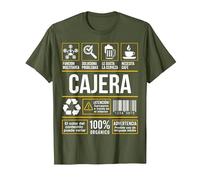 Etiqueta Friki Profesión Trabajo Cajera Regalo Humor Camiseta, Hombre, Verde Oliva, 3XL