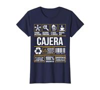 Etiqueta Friki Profesión Trabajo Cajera Regalo Humor Camiseta, Mujer, Azul Marino, XS