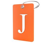 Etiqueta inicial para equipaje, etiqueta totalmente flexible con lazo de acero inoxidable (naranja) (letra J)