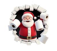 Etiqueta La Pared Papá Noel Creativo Navidad | Pegatinas Papá Noels Que Rompen Paredes | Calcomanías Para Asientos Inodoros Santas Break | Pegatinas Navideñas Para Tapa Asiento Inodoro Papás Noel
