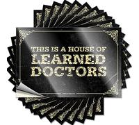 Etiqueta magnética autoadhesiva y divertida laminada para coche, con texto en inglés «This is A House of Learned Doctors for Work for Adults» (20 x 30 cm, 1 unidad)