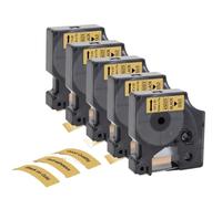 Etiqueta Negra sobre Blanca, 5 uds., 10 Uds. D1, Cinta de 12mm, 45013, 45010, 45016, 45018, Compatible con Impresora LabelManager 160 280(5PK Black on Gold)