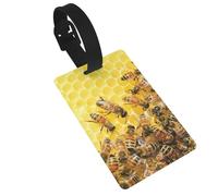 Etiqueta para bolsa de equipaje con estampado de abeja voladora, etiquetas impermeables de PVC para maleta con pulsera para una fácil identificación de equipaje