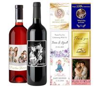 Etiqueta personalizada para botella de vino, etiqueta de vinilo personalizada para botella de vino, para compromiso, cumpleaños, graduación, boda, 5.25 x 3.75 pulgadas, juego de 4