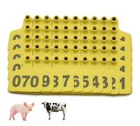 Etiqueta plástica para ganado, Crotales de plástico for ganado tamaño grande, mediano y pequeño(Yellow 4 * 5cm (1.57 * 1.96in),001-100)
