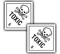 Etiqueta química de peligro tóxico - 6 sustancias tóxicas - Etiqueta adhesiva de vinilo - 2 unidades 100 mm x 100 mm