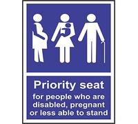 Etiqueta - Seguridad - Advertencia - Asiento prioritario personas discapacitadas, embarazadas o con menos capacidad colocar letrero - Autoadhesivo 20x15cm - oficina, empresa, escuela, hotel