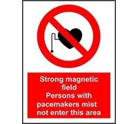 Etiqueta - Seguridad - Advertencia - Fuerte campo magnético Las personas con marcapasos no deben ingresar a esta área señal 30x20 cm - oficina, empresa, escuela, hotel