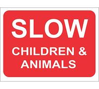 Etiqueta - Seguridad - Advertencia - Slow children and animals safety sign 40x30cm - oficina, empresa, escuela, hotel/Hotel