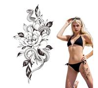 Etiqueta Temporal De 15 Días,Tatuaje Temporal De Flores - Pegatinas de tatuaje impermeables de 15 días de rosas,Suministros para fiestas Diseño único Patrones de calcomanías oscuras para cuerpo, mano,