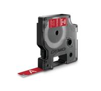 Etiqueta vinilo durable DYMO D1 blanco sobre rojo 12 mm x 3 m resistente exterior/interior