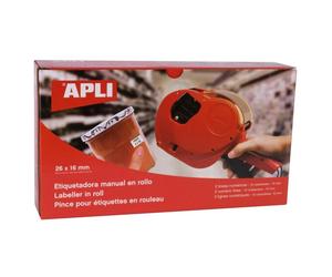 Etiquetadora Apli 101419 Manual 2 Líneas Rollo 26x16mm Rojo/Negro con 2 Tintas