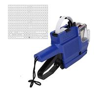 Etiquetadora de precios de 10 dígitos y 2 líneas con rodillo de tinta, fabricante de etiquetas, kit de pistola etiquetadora de precios, herramienta de fijación de marcador para (Azul)