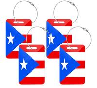 Etiquetas acrílicas para equipaje de viaje, etiquetas de equipaje de avión, 2 etiquetas para equipaje, tamaño pequeño, 4 banderas de Puerto Rico
