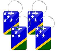 Etiquetas acrílicas para equipaje, etiquetas de equipaje de avión de viaje, 2 etiquetas para equipaje, tamaño pequeño, 4 unidades, bandera nacional de las Islas Salomón