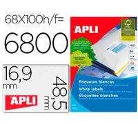 Etiquetas Adhesivas Apli 01282 Medidas 485X169 mm para Impresión Caja de 100F A4 6800 Etiquetas