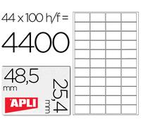 APLI Labels 48.5 x 25.4mm - Etiqueta autoadhesiva (Color blanco, 4,85 cm, 2,54 cm, 310 x 220 x 20 mm)