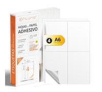 Etiquetas Adhesivas Blancas, Crea tus Pegatinas Personalizadas para cualquier Superficie, Papel A4 Adhesivo Seguro, Etiqueta Adhesiva para Imprimir - Ofituria (4 por hoja, 10h)