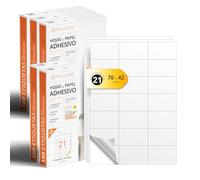 Etiquetas Adhesivas Blancas, Crea tus Pegatinas Personalizadas para cualquier Superficie, Papel A4 Adhesivo Seguro, Etiqueta Adhesiva para Imprimir - Ofituria (21 por hoja, 500h)