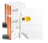 Etiquetas Adhesivas Blancas, Crea tus Pegatinas Personalizadas para cualquier Superficie, Papel A4 Adhesivo Seguro, Etiqueta Adhesiva para Imprimir - Ofituria (8 por hoja, 500h)