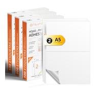 Etiquetas Adhesivas Blancas, Crea tus Pegatinas Personalizadas para cualquier Superficie, Papel A4 Adhesivo Seguro, Etiqueta Adhesiva para Imprimir - Ofituria (2 por hoja, 300h)