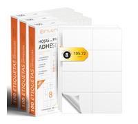 Etiquetas Adhesivas Blancas, Crea tus Pegatinas Personalizadas para cualquier Superficie, Papel A4 Adhesivo Seguro, Etiqueta Adhesiva para Imprimir - Ofituria (8 por hoja, 300h)