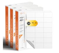 Etiquetas Adhesivas Blancas, Crea tus Pegatinas Personalizadas para cualquier Superficie, Papel A4 Adhesivo Seguro, Etiqueta Adhesiva para Imprimir - Ofituria (21 por hoja, 300h)