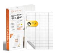 Etiquetas Adhesivas Blancas, Crea tus Pegatinas Personalizadas para cualquier Superficie, Papel A4 Adhesivo Seguro, Etiqueta Adhesiva para Imprimir - Ofituria (72 por hoja, 10h)