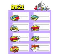 Etiquetas adhesivas BT21 - Pegatinas libro nombres/Pack etiquetas escolares - Papeleria BT21 - Vuelta al cole material escolar - Producto con licencia oficial