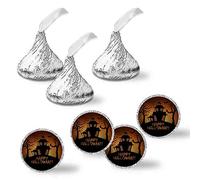 Etiquetas adhesivas con texto en inglés "Come If You Dare Spooky Halloween Haunted House Party Kiss", 300 círculos de fiesta de tamaño 0.75" para besos de chocolate por AmandaCreation, ideal para regalos de fiesta, sellos de sobres y bolsas de dulces