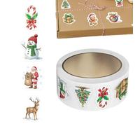 Etiquetas adhesivas de Navidad, 500 unidades, rollo de calcomanías | Rollo de calcomanías de Navidad para adultos, niños, estudiantes, papelería, álbumes de recortes, tarjetas de invitación