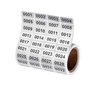 Etiquetas adhesivas de números consecutivos 0001-2000, impermeables, secuenciales, numeradas, etiquetas de activos para clasificación de inventario de almacenamiento